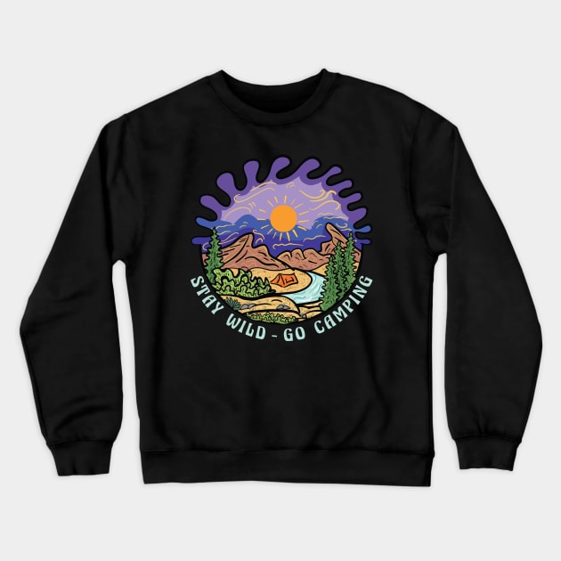 Vintage Retro Style Outdoor at Mountain Go Camping Stay Wild Crewneck Sweatshirt by Msafi